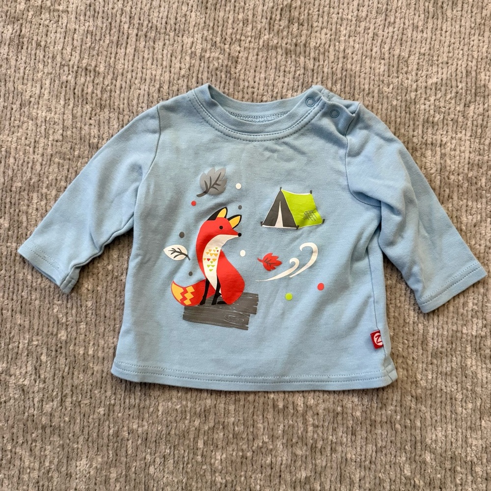 Zutano‎ Baby Long Sleeve Fox Graphic Tee 9M Camping Outdoors